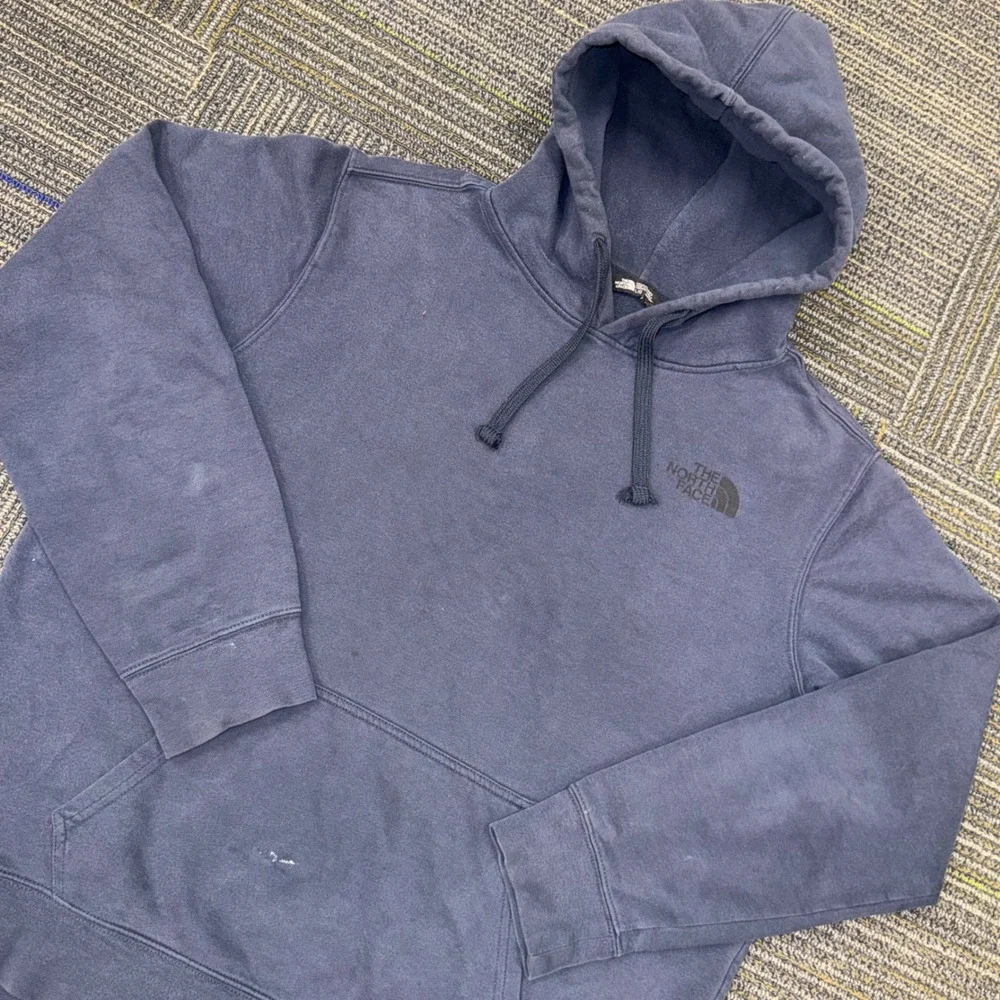 The North Face Hoodie Men Large Navy Blue Good Pullover Graphic Box Logo Fleece